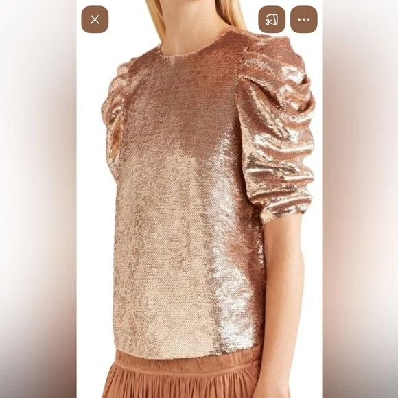 Ulla Johnson Gold Sequin Blouse - Picture 7 of 7